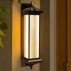 Waterproof Retro Striped Glass Solar Wall Lights